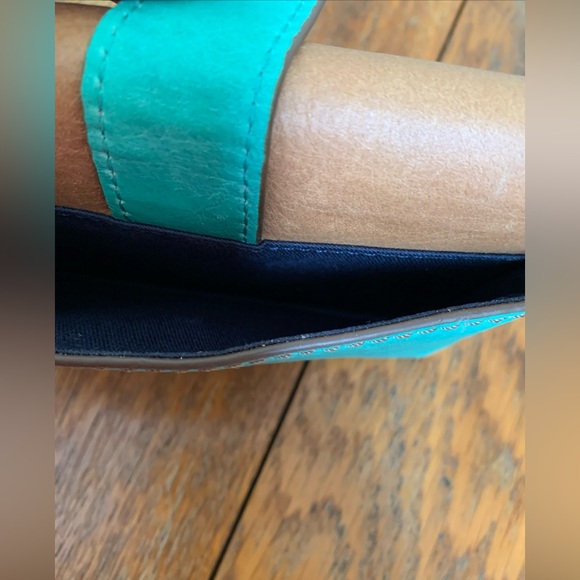 Fossil Leather Zip Around Clutch Wallet Card Organizer Wristlet Brown Green - Picture 5 of 8